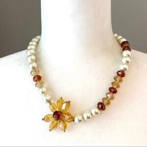 KISSAKA crystal flower boho beaded necklace